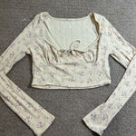 Aeropostale Aéropostale Large Ditsy Floral Ribbed Tie-Front Crop Top Cottagecore Y2K Photo 0