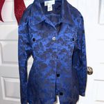 Susan Graver  Midnight Blue and Black Satin Brocade Jean Jacket Photo 1