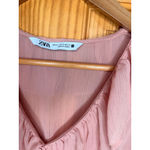 ZARA  Ruffle Blush Pink Sheer Blouse | Romantic Boho Top XS Photo 5