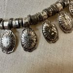 Bohemian antique silver tone vintage disc necklace Photo 2