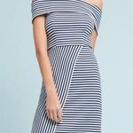 Hutch  Blue White Striped Off Shoulder Asymmetrical Mini Dress Womens S Preppy Photo 0