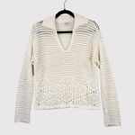 Madewell  Womens Sweater Beige Crochet Polo V Neck Long Sleeve Pullover Boho XS Photo 1