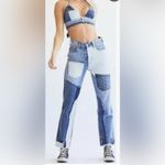 Revice Denim REVICE Patchwork Jeans Frayed Button Fly Blue Denim Pockets Love at First Sight Photo 2