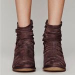 Free People Hybrid Antiqued Strappy Leather Heeled Bootie Chocolate Brown Size 9 Photo 10