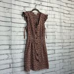 Monteau Y2K Burgundy Ditsy Floral Button Front Mini Dress Women’s Large Ruffle Photo 1