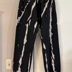 Pam & Gela  bleach tie dye gym sweatpants in black/cream joggers M Marble Photo 3