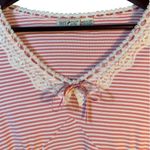 White Stag Vtg Striped Lace Trim Top Pink & White Cotton Babydoll Y2K Size L Photo 1