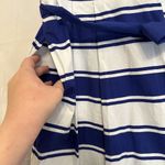 Milly for Design Nation Women Size 10‎ Blue White Pleated Striped Dress Tie Belt Photo 3