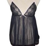 Victoria's Secret  Sheer Lace Babydoll  2 Pc Set Black Pink Size Small Photo 0