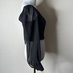 Urban Outfitters  Black Lena Sheer Sleeve Square Neck Top Photo 5