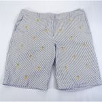Brooks Brothers 346 Shorts Women Sz 14 Blue Stripe Seersucker Stretch Pineapple Photo 0
