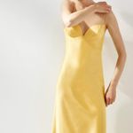 ZARA  golden Yellow Maxi satin corset bodycon formal Dress evening party wedding Photo 8
