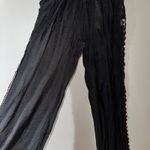 Elan Black Crochet Design Loose Fit Pants Small Photo 4