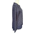 Stylus blue striped long sleeve stretchy top sheer on bottom zipper on back S Photo 2