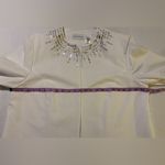 Alfred Dunner White Open Plus Cotton Blazer Embellished Beads Gold Silver Size 18 Photo 5