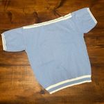 Baby Blue Boatneck Short Sleeve Sweater with Pocket Isle of Cotton Womens Large Photo 3