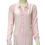 Luxurious Cozy Fabrics Pink White Striped Long Sleeve Button Down Womens Shirt M Size undefined Photo 0