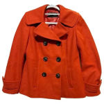 Antonio Melani Women's Orange Wool Blend Pea Coat Size 6 Winter Quiet Luxury Photo 0