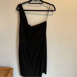 Theory Black Kahalo One Shoulder Mini Cocktail Dress | Size 10 Photo 2