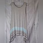 Max Studio  Striped Sleeveless Top - Gray and Blue Photo 1