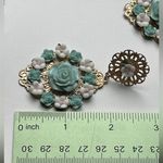 Gold Filigree Rose Earrings dangle drop flowers boho renaissance vintage large Photo 8