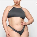 SKIMS NWT  High Neck Swim Top Gunmetal Grey Large Photo 1