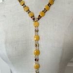 Yellow calcite tigers eye crazy lace agate Y necklace Photo 0