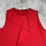 ZARA  Shirt Womens Small Red Ruffle‎ Blouse Basic Minimalist Office Wear Casual Photo 3