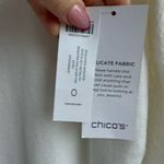 Chico's NWT Chico’s White Lightweight Knit Crochet Classic Sweater Size 0 Medium Crew Photo 2