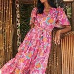 Sugar Lips  Women's XS Floral Tiered Shift Midi Dress Multicolor Spring Photo 0