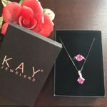 Kay Jewelers  Fuchsia & White Sapphire Necklace /Ring Set Photo 4