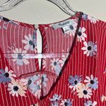 Madewell  Red Floral‎ Striped Boho Top | Small Photo 1