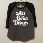 Chaser  Grey All The Good Things Raglan Baseball Tee Shirt Woman’s M 3/4 Sleeve Photo 0