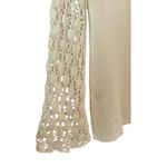 Cache White Peek A Boo Crochet Neck Sleeves Knit Top Key Hole Stretch NWT $98 Photo 4