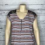 My Michelle MM by  NWT XL Chevron Stripe - Floral Lace Exposed Zipper Blouse Top Photo 1