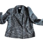 Coldwater Creek Women's Black White Boucle Asymmetrical Jacket Size 14 Photo 2