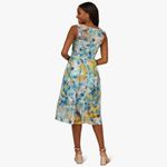 Adrianna Papell  Womens  Floral Printed Veiled‎ Fit & Flare Blue Dress Size 8 NWT Photo 1
