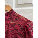Jolie & Joy Burgundy Sheer Lace Mock Neck Blouse Size 1X Dark Romance Whimsigoth Red Photo 5
