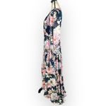 Eliza J  Floral Long Sleeve High-Low Faux Wrap Dress Women's 8 Blue Floral NWT Photo 3