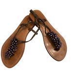 Mystique Boutique Mystique Beaded T-Strap Leather Sandals, Sz 9 Photo 1