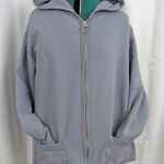 Ladies' Vintage Distressed LL Bean Sweatshirt Hoodie Cardigan Large Blue Photo 0