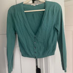 Boden Green cardigan crop neck sweater long sleeve Size 6 Photo 0