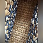 Vintage Woven Straw Tote Structured Boxy Market Bag Leather Handles Tan Photo 8