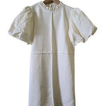 H&M T. H. M. L‎ Society Street Textured Dress Cream Puffy Sleeve Size Small Photo 0