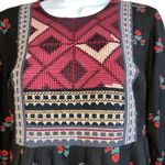 Urban Outfitters STARING AT STARS Black Floral Embroidered Yoke Dress EUC Small Photo 2