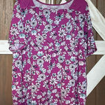 Woman Within  Floral Purple Women's Top w/Shoulder Detail P2P 26-29” SIZE 1X Photo 0