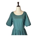 Peter Som  Collective Dress Womens 12 Green Puff‎ Sleeve Tie Fit And Flare Mini Photo 4
