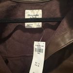 Abercrombie & Fitch  Dark Brown Leather Shirt Jacket Photo 2