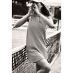 Spanx  AirEssentials Pique Polo Tank Dress Poppy Orange White Preppy Tennis Mini Photo 1