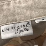 kim rogers Vintage Beige Linen Short Sleeve Blouse Sz M Photo 3